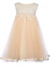 Ivory Lace Champagne Tulle Slit Back Boho Beach Flower Girl Dress